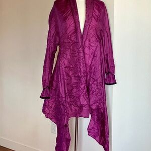 MARIE SAINT PIERRE designer, long fuchsia asymetrical cardigan, size small